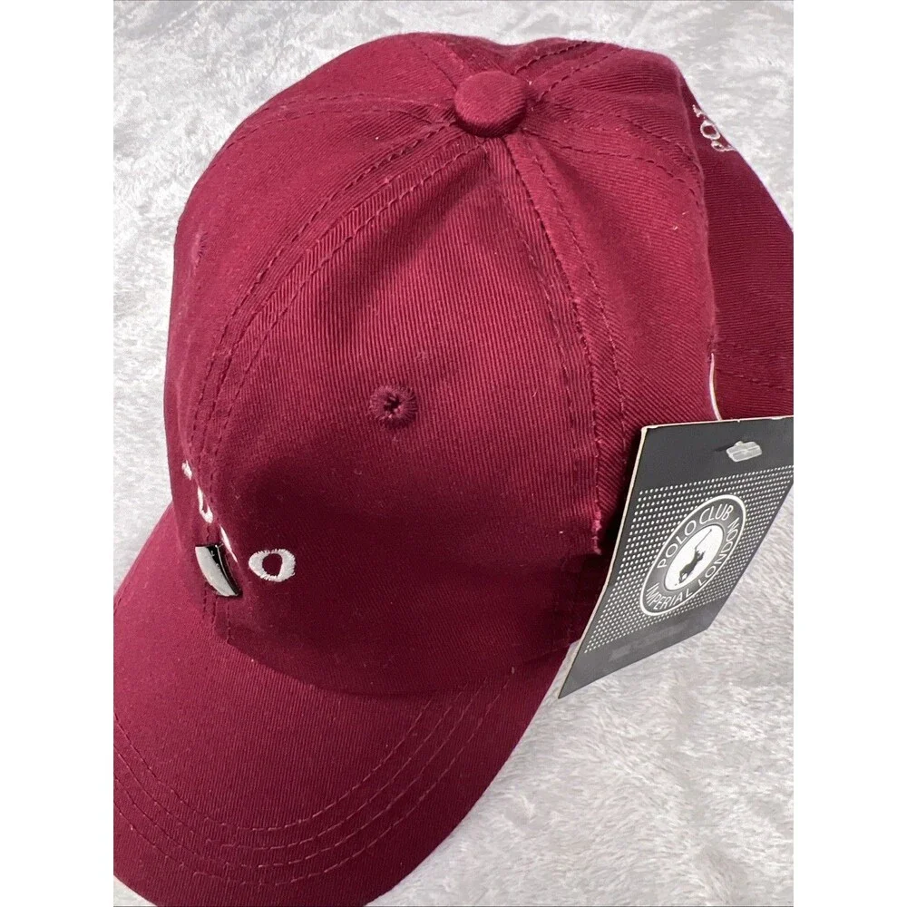 POLO CLUB IMPERIAL LONDON Preppy Hat Adjustable Strap Burgundy
